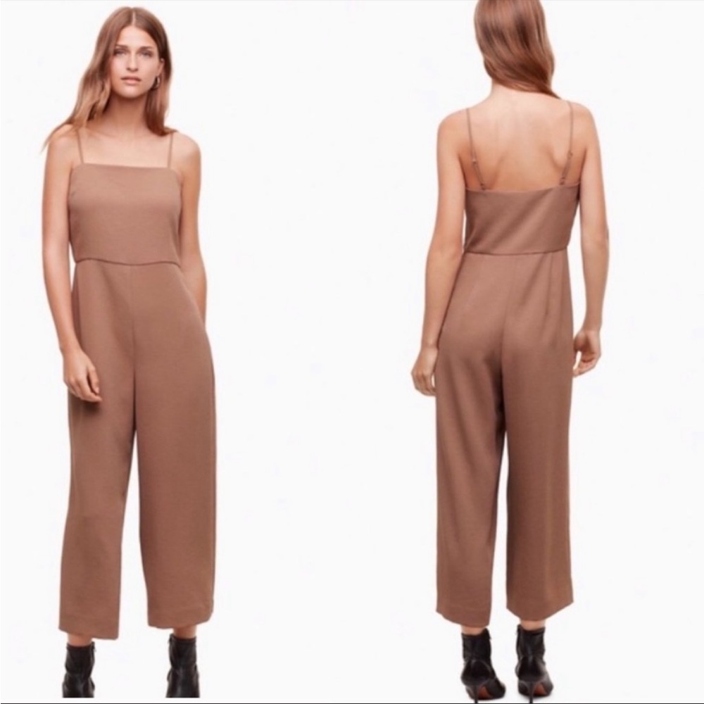 Aritzia Babaton Esteban Crop Jumpsuit Nutmeg Nude Sz 0
